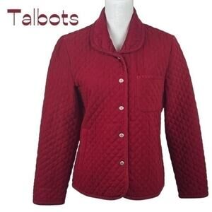 Talbots Red Quilted CottageCore Casual Feminine Jacket NWOT Size S